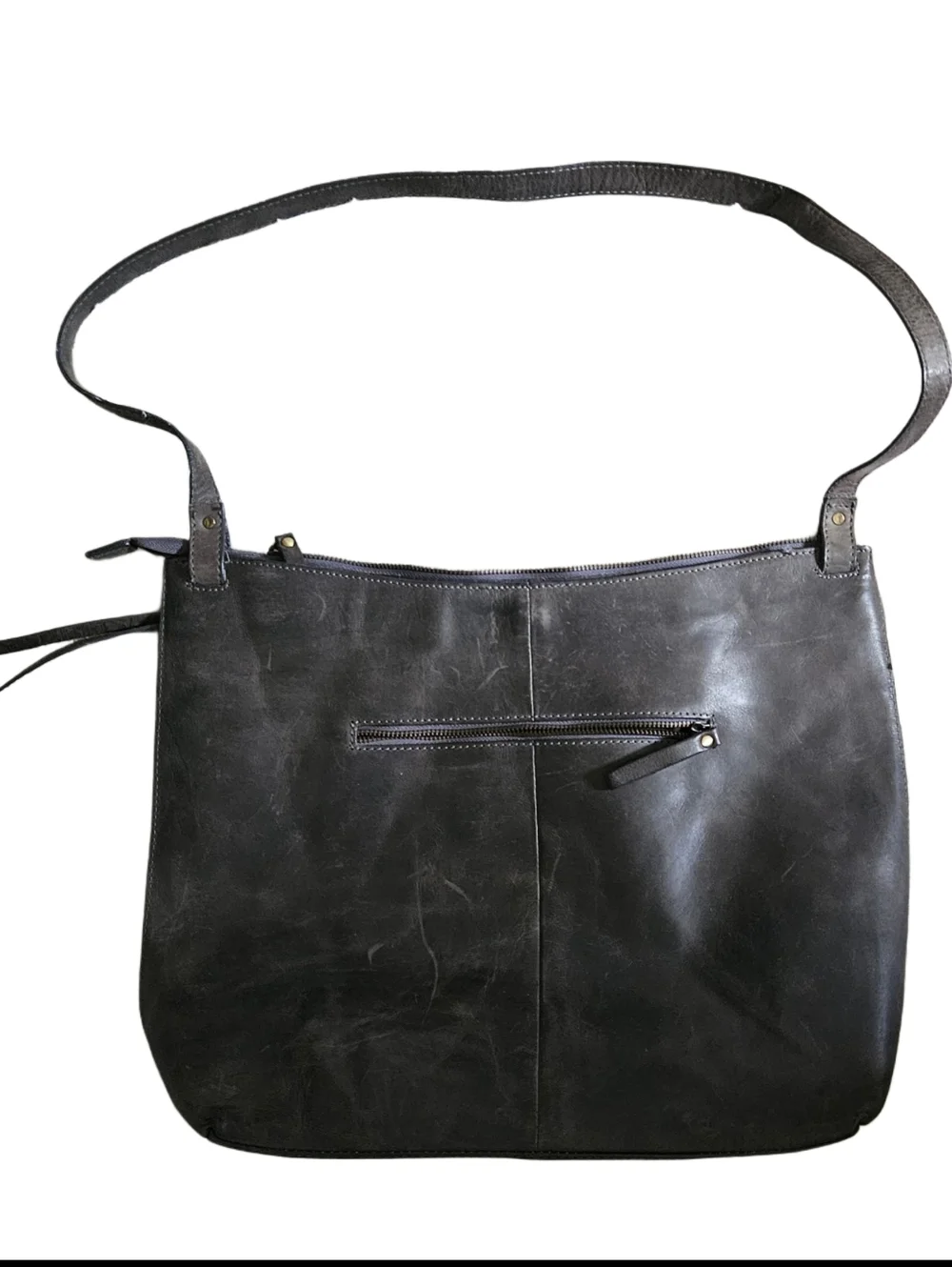 Børn Distressed Leather Crossbody Bag Grey Slate Large Hobo Shoulder Bag